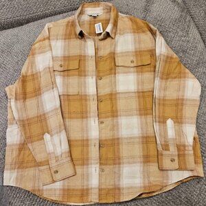 OLD NAVY Long-Sleeve Plaid Flannel Boyfriend Tunic Shirt for Women - Cream Plaid
